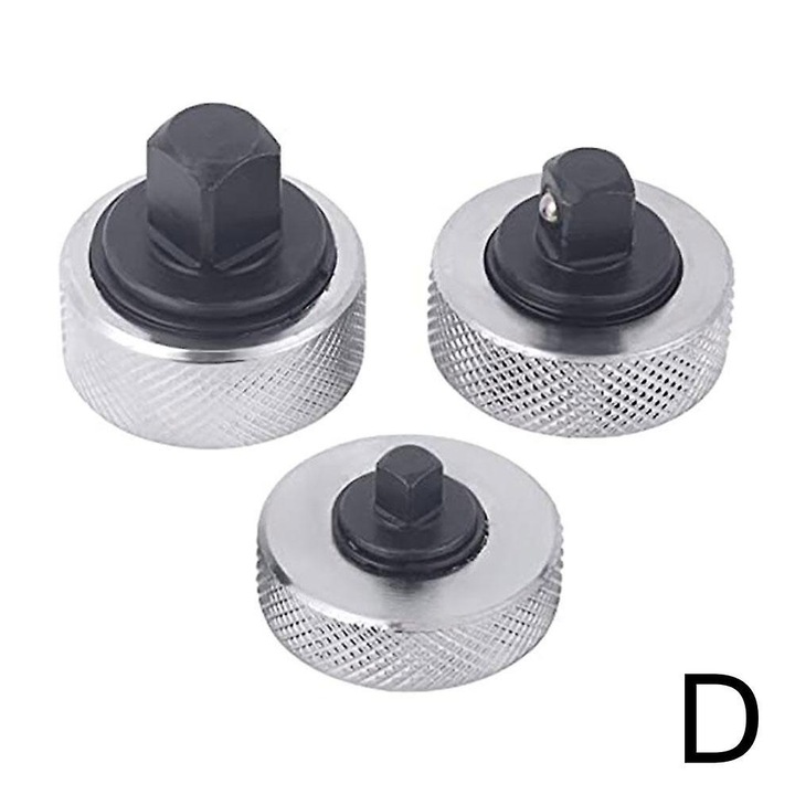 Set 3 chei cu clichet reversibil, otel, argintiu-negru, 4x4x3-4.5cm