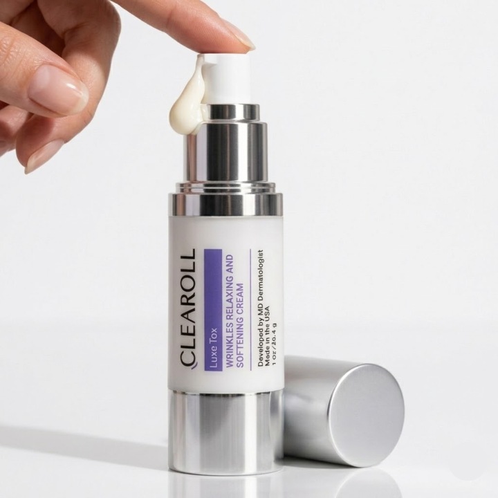 Crema Antirid Clearoll® LuxeTox, Pentru Frunte si Linii de Expresie, Ser ingrijire ten, reduce ridurile si liniile fine, pentru toate tipurile de piele, produs dermatologic, Recipient Airless, Formulata in SUA, 28, 4g