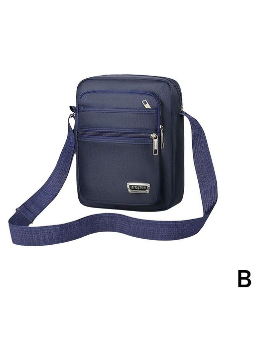 Oxford szövetből készült crossbody/válltáska, vízálló, több zsebbel és állítható pánttal, sötétkék, 20x25x7 cm