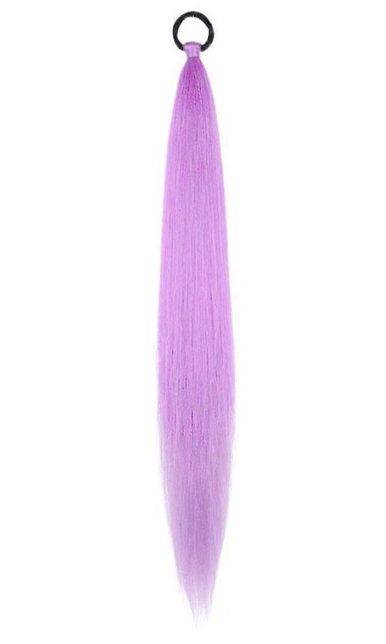 Extensie par, coada de cal din fibra sintetica, cu aspect natural si usor de stilizat, cu inel elastic pentru prindere, mov deschis