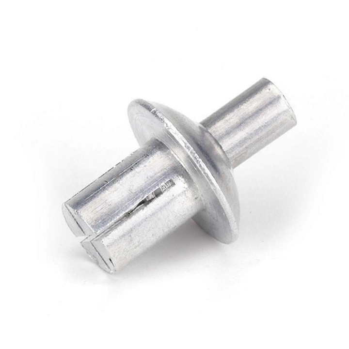 Kalapács típusú expandáló dübelek (tiplik) 5x7 mm, lapos kerek fejjel, központi ütőcsappal, fém, ezüst, 100 db