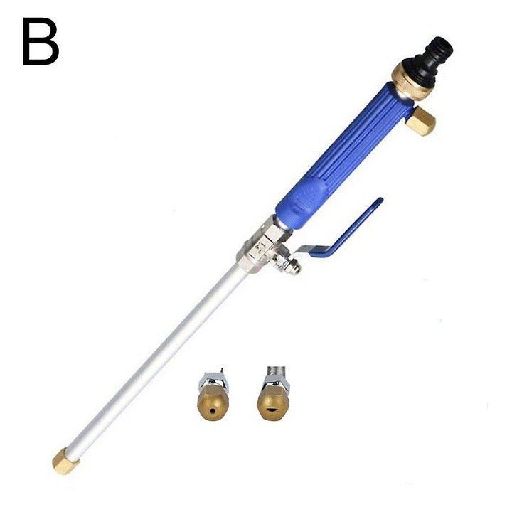 Pistol/duza de spalat cu presiune din aliaj de aluminiu si cupru, multifunctionala reglabila, 46.5x5 cm, albastru, 1 set