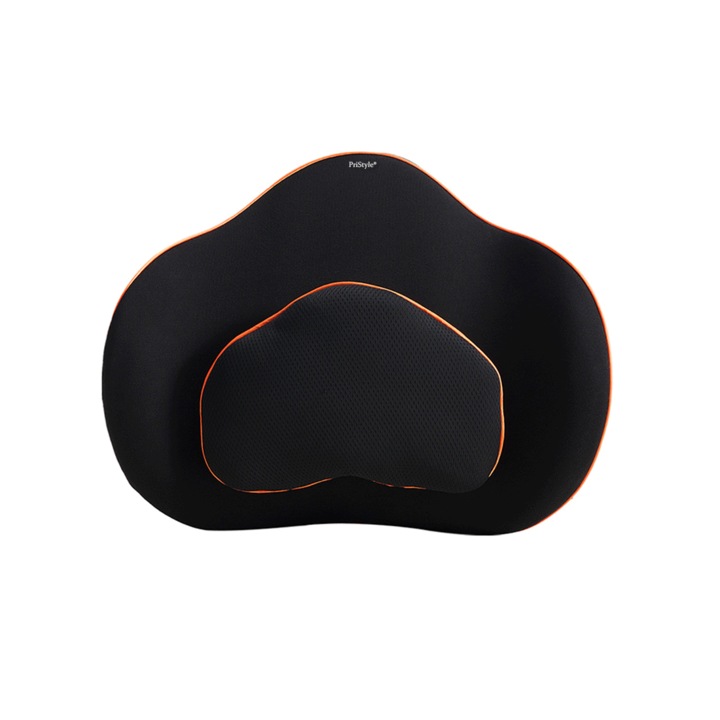Perna Auto Ergonomica Lombara, Spuma cu Memorie, Suport Lombar pentru Scaun Auto, Confort si Sustinere Spate, Negru, PriStyle®