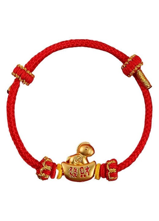 Bratara snur rosu cu pandantiv cal, bratara norocoasa chinezeasca Anul Calului, ajustabila 15-24cm