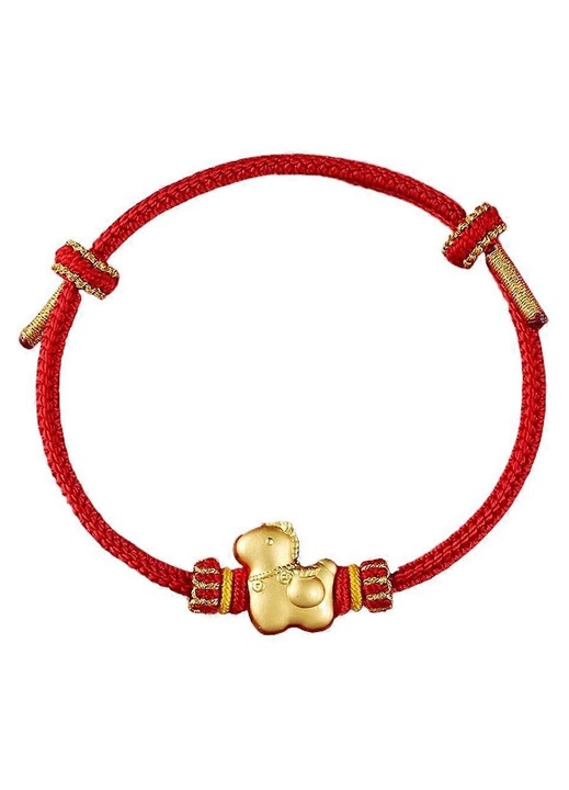Bratara snur rosu cu pandantiv cal, ajustabil, 15-24cm