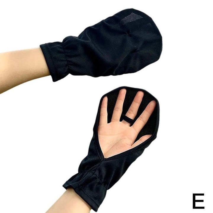 Manusi scurte fara degete pentru ciclism, manusi de condus, din material textil respirabil, cu protectie UV si palma antiderapanta, Negru