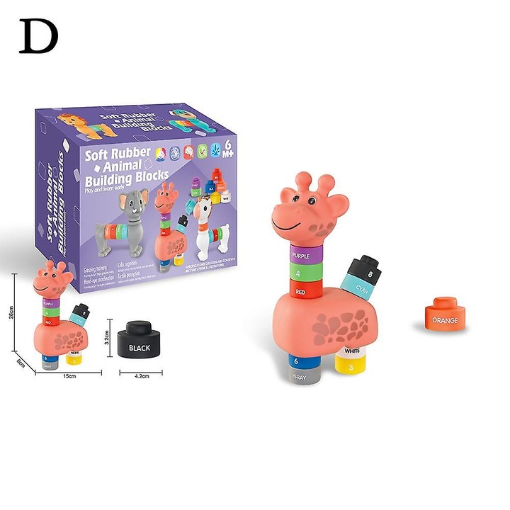 Jucarie educativa din cauciuc moale, animale, multicolor, 12-36 luni