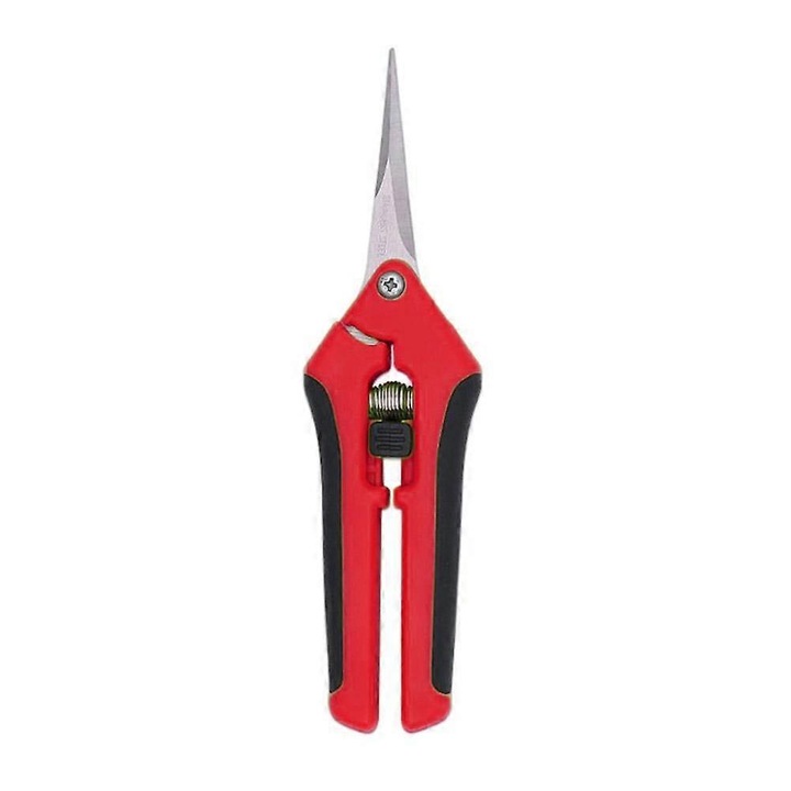 Foarfece de gradina, foarfeca pentru recoltat vita-de-vie, lama din otel inoxidabil, mecanism cu arc, manere ergonomice anti-alunecare, rosu, 16.5 cm, 1 buc