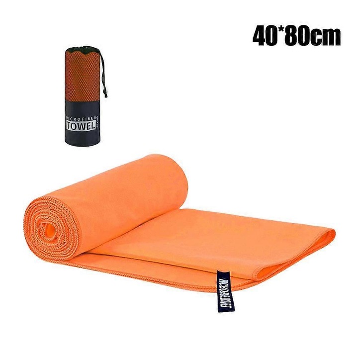 Спортна кърпа от микрофибър, бързосъхнеща, оранжева, 40x80см