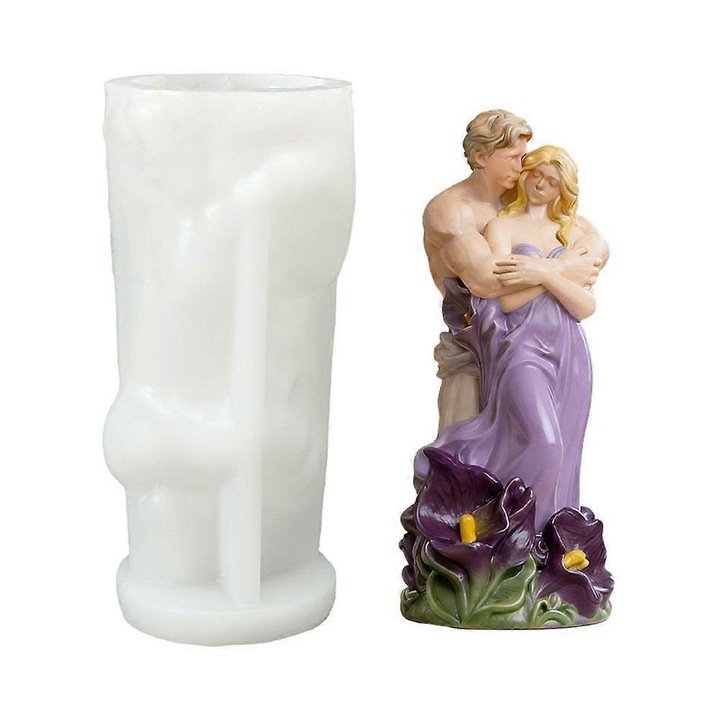 Mulaj silicon cuplu sculptura, alb, 5x5x10.6cm