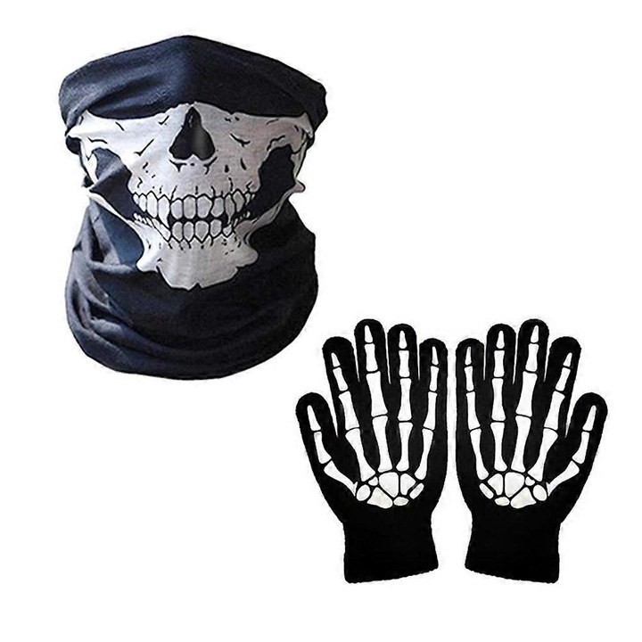 Set masca si manusi schelet, marime universala, negru