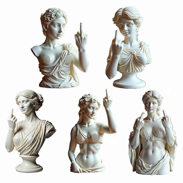 Set 5 statui Venus, rasina, alb, 9.5x6x6cm