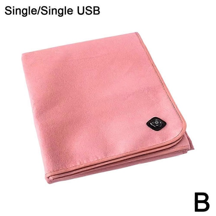 Преносимо електрическо одеяло USB 5V 2A розово 160x80x0.5cm