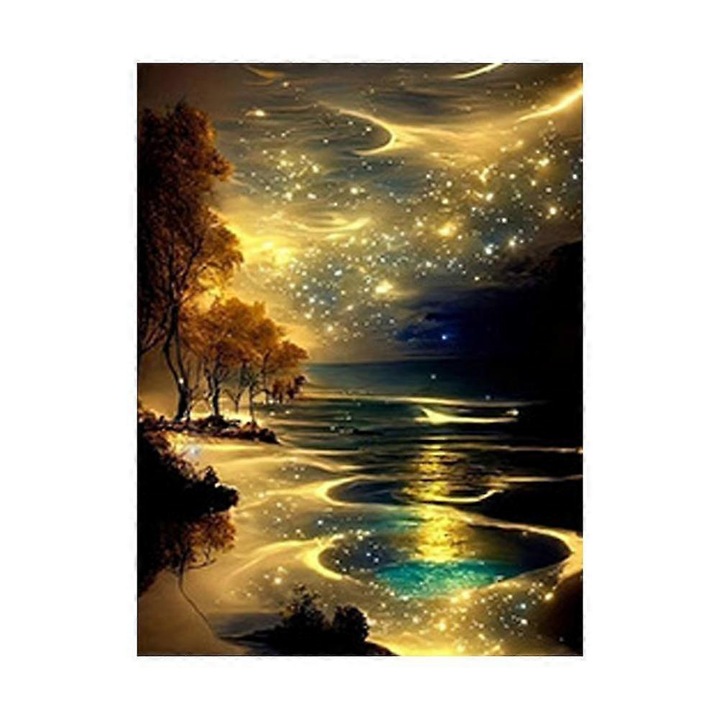 Set pictura diamant peisaj 5D, DIY, 30x40cm, multicolor