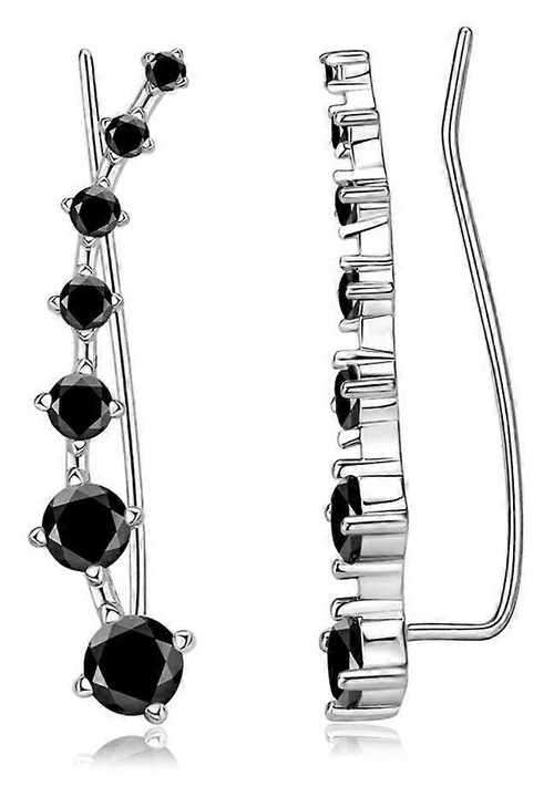 Cercei ear climber frunza cu 7 cristale multicolor 2.9cm
