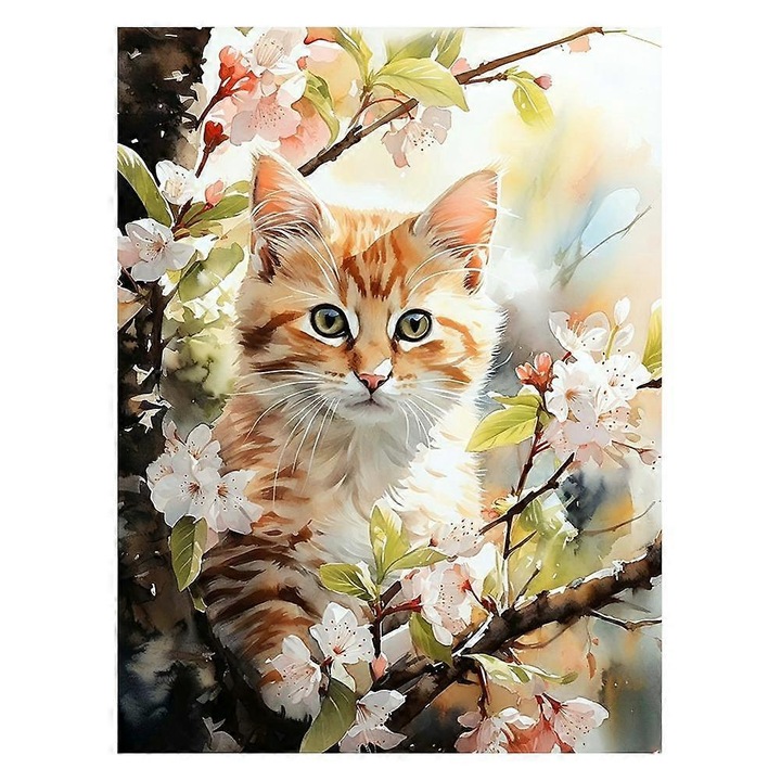 Акрилна картина котка 30x40см многоцветен модерен декор