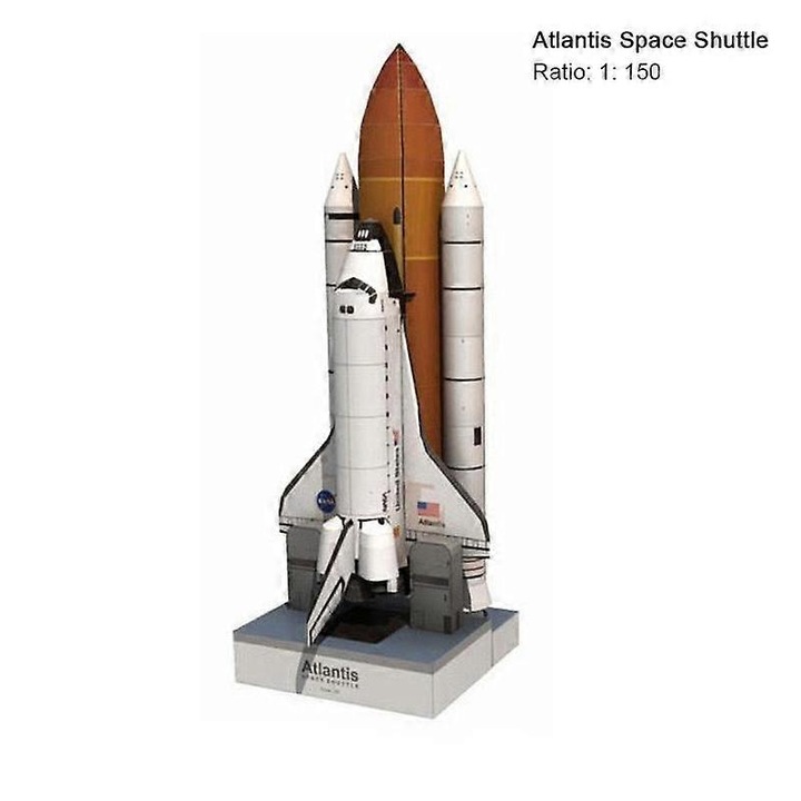 3D хартиен модел Space Shuttle Atlantis, комплект за сглобяване (Направи си сам) / пъзел, мащаб 1:150, гланцирана хартия, Многоцветен, 1 комплект