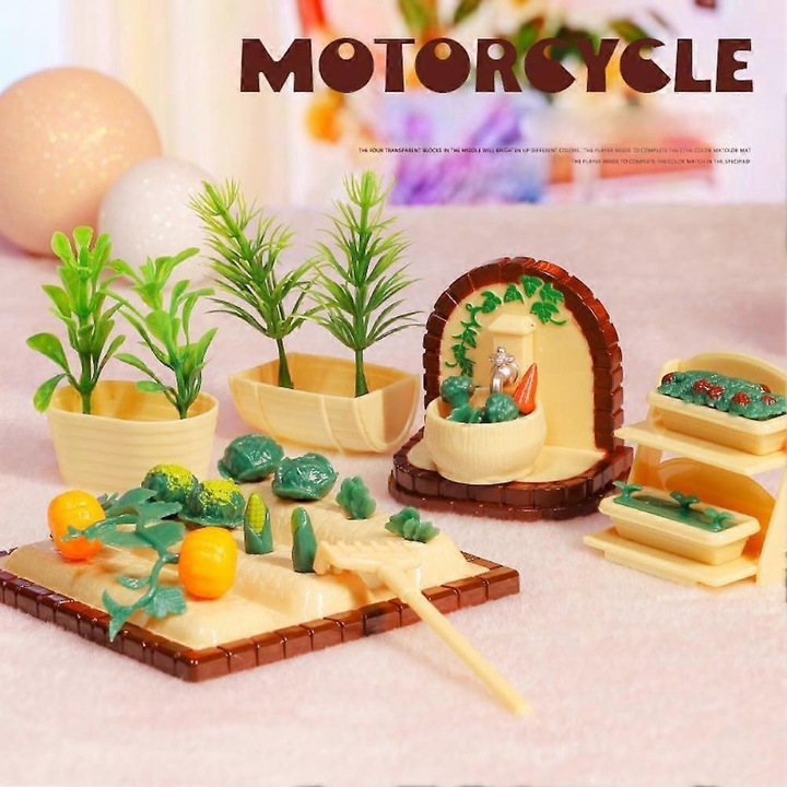 Plantation babaház mini bútor és kiegészítő készlet, miniatűr műanyag bútor, hordozható és biztonságos gyerekeknek, Többszínű