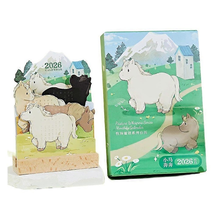 Calendar 3D pisici, ornament birou, hartie lemn, multicolor, 12x3x2cm