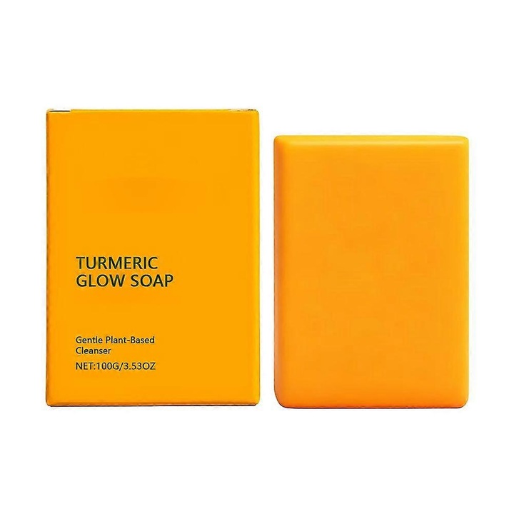 Sapun Turmeric Glow, cu turmeric natural, facut manual, pentru fata si corp, hidratant si cu curatare delicata, portocaliu, 100g