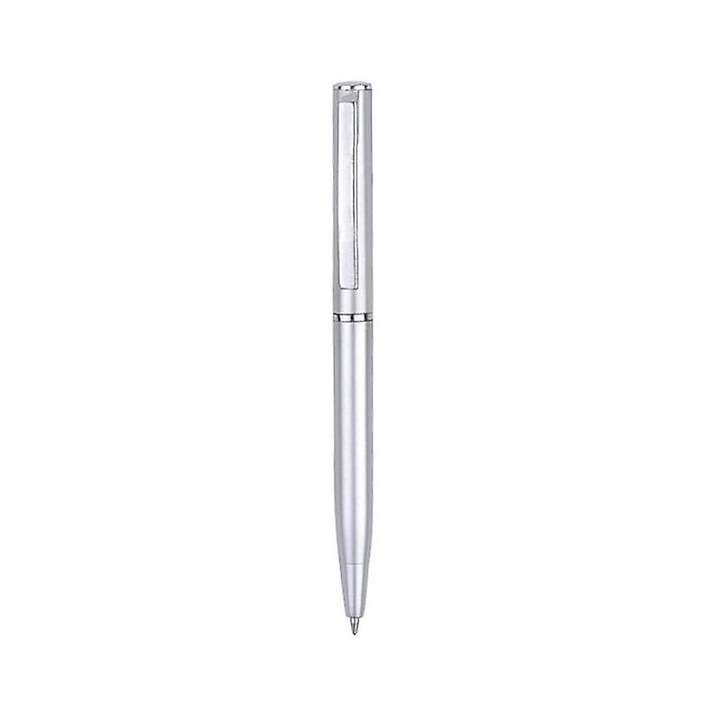 Pix cu bila, roller, din plastic, pentru scoala si birou, varf 1.0mm, cerneala albastra, argintiu, 10 cm, 1 buc.