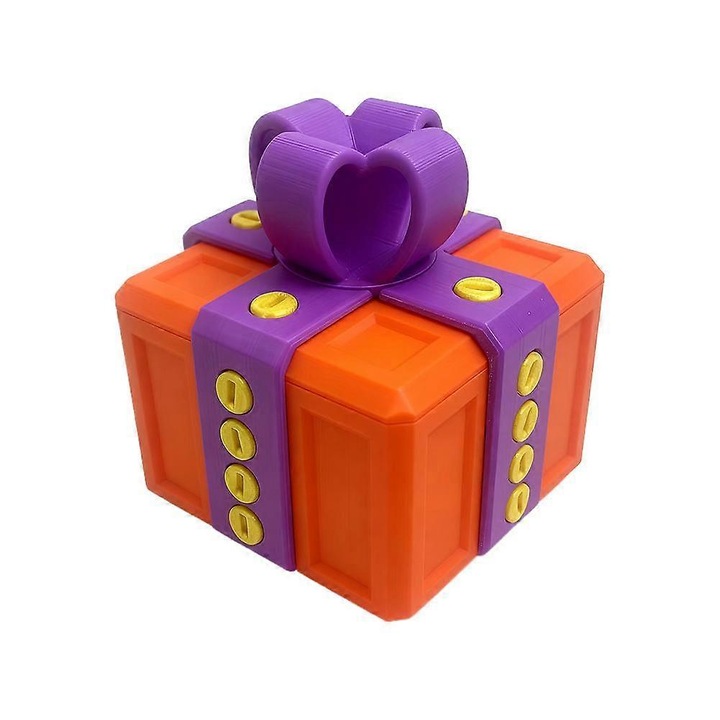 Cutie pacaleala, cutie cadou surpriza Premium, 3D printata, interactiva cu suruburi, Multicolor, 1 buc
