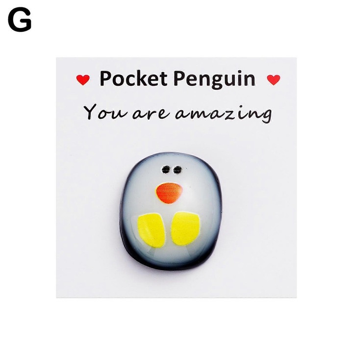Pinguin de buzunar, rasina 2.6x2.3 cm, cu mesaj 'Esti minunat', multicolor