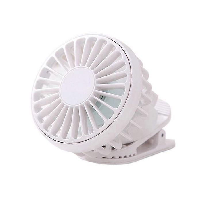 Ventilátor mini hordozható klipszes USB újratölthető fehér 7x8.7x7cm