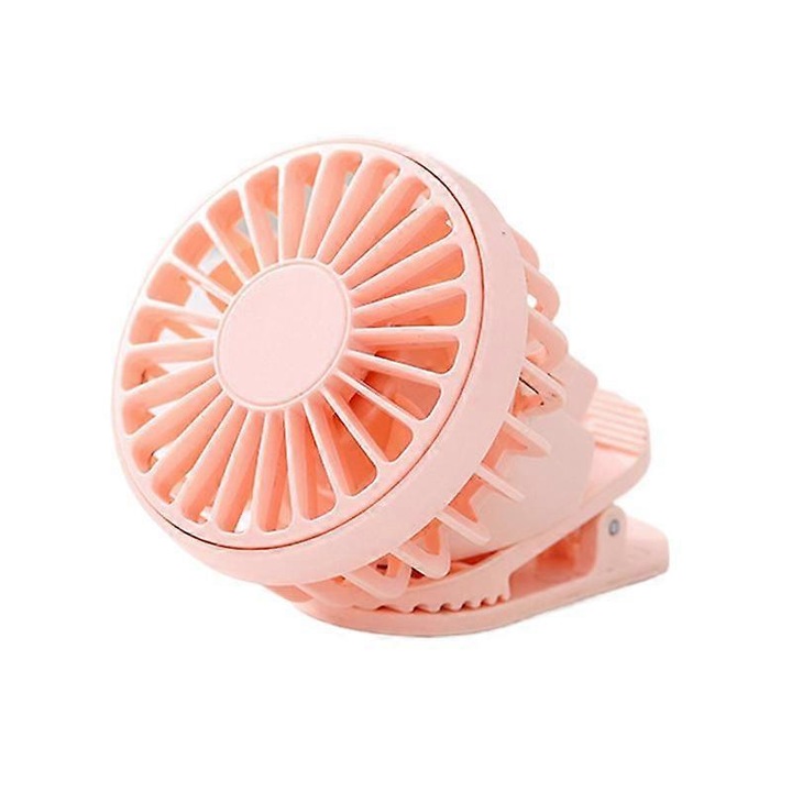 Ventilátor mini hordozható csíptetős rózsaszín 7x8.7x7cm USB napelemes