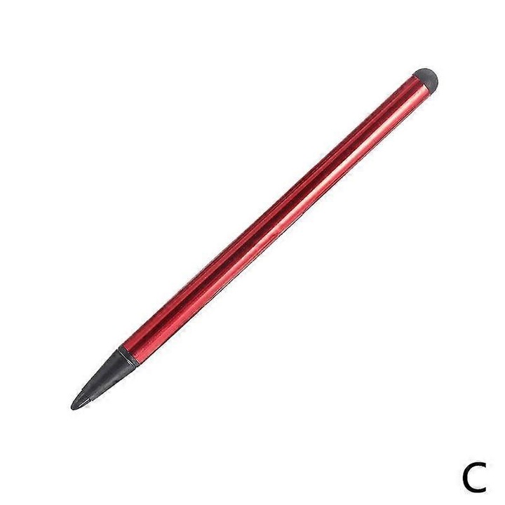 Stylus dublu, pix stylus cu doua capete, varf capacitiv si varf rezistiv, varf din cauciuc moale pentru protectie ecran, rosu, 1 buc