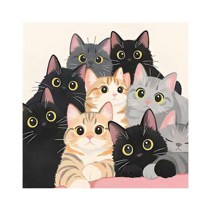Комплект диамантена картина котка, 30x30cm, многоцветен, Направи си сам