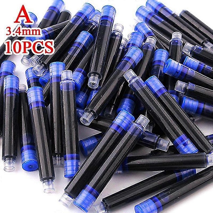 Saci cerneala pentru stilou, cartuse de inlocuire, calibru 3.4/2.6 mm, compatibile cu stilouri 3.4/2.6, multicolor, 10 bucati