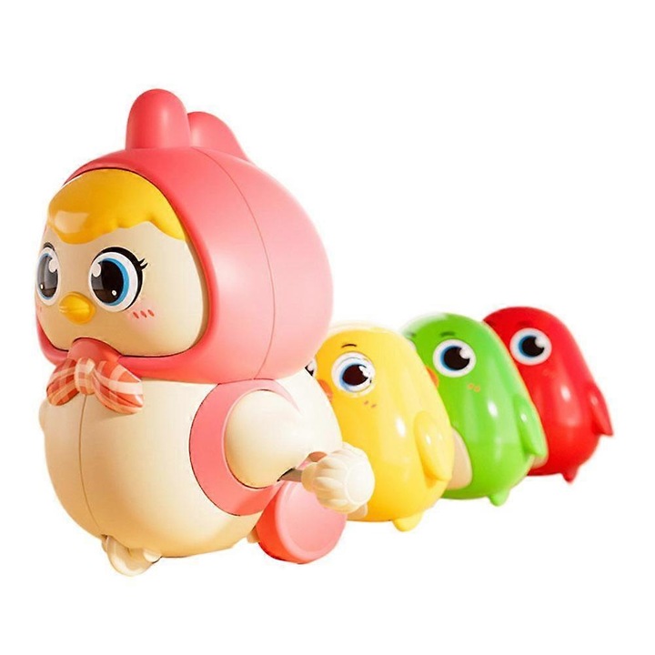 Интерактивна играчка пиле с музика и движение, пластмаса, розова, 8x7x5см