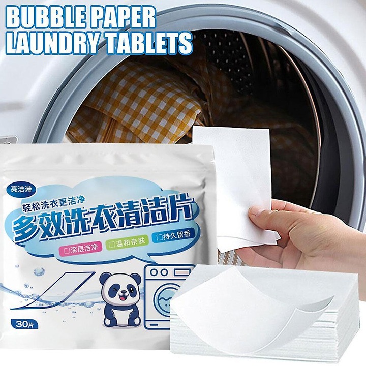 Foi detergent pentru rufe, tablete solubile, ecologice, ultra-concentrate, cu dizolvare rapida, alb, 30 buc, 11x7 cm