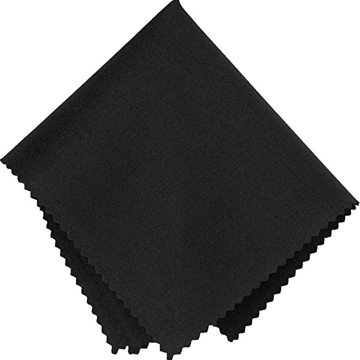 Lavete microfibra/servetele pentru lentile Premium, ultra-moale, absorb amprente, ulei si praf, margini fuzionate zimtate, negru, 10 bucati, 150x150 mm