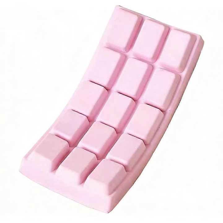Antistress squishy csokoládé szelet típusú játék, PU anyagból, valósághű megjelenéssel és puha textúrával, rózsaszín, 1 db, 16x7 cm