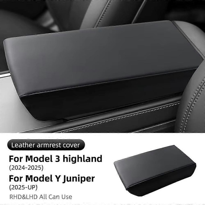 Husa cotiera centrala auto, material TPE, negru/alb, 25cm, pentru Tesla Model 3 Y