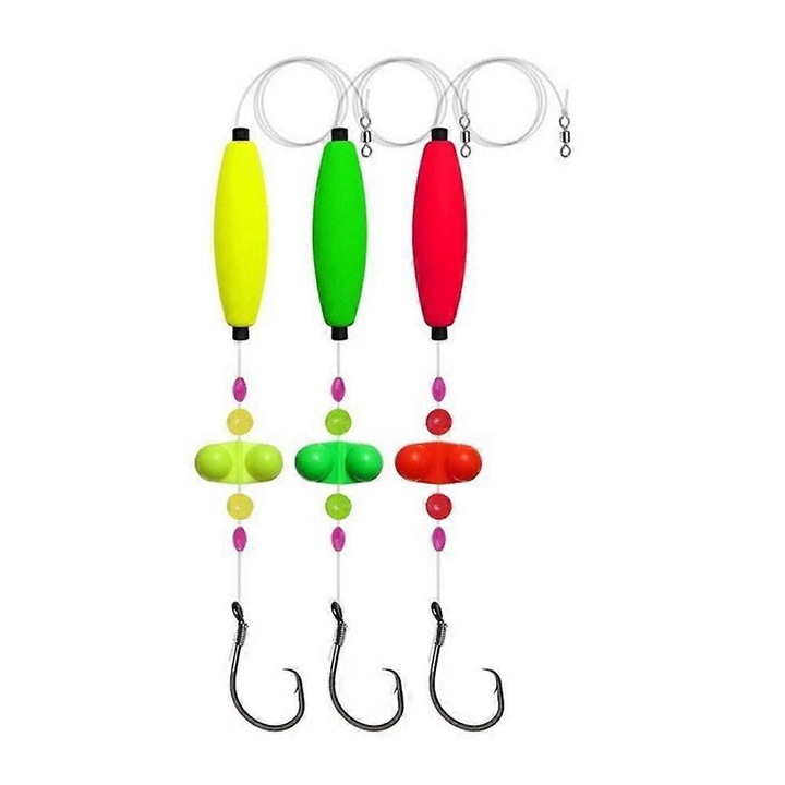 Set 3 Plute Pescuit Somn, Carlig Rotund, ABS, Multicolor