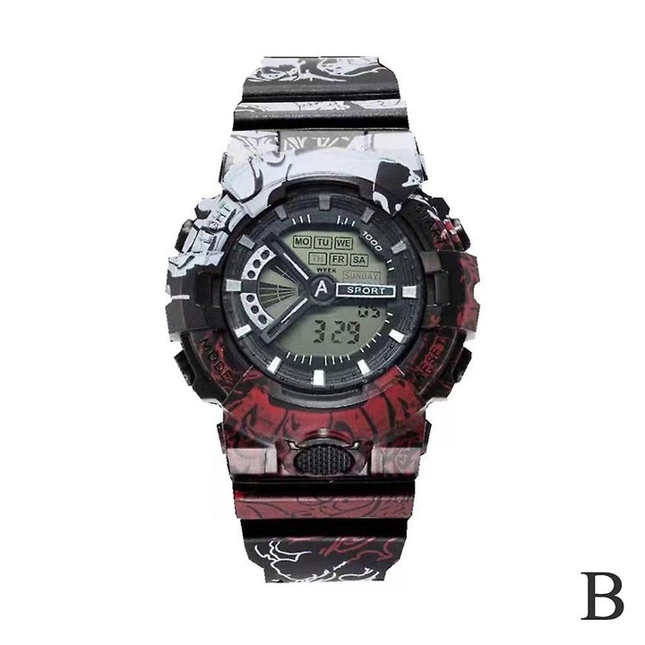 Ceas sport unisex, LED, lumina flash, negru, 25x4.2cm