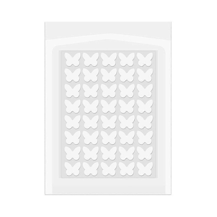 Plasturi pentru acnee / stickere pentru cosuri cu acid salicilic, autoadezivi, model fluture, alb, 1 buc