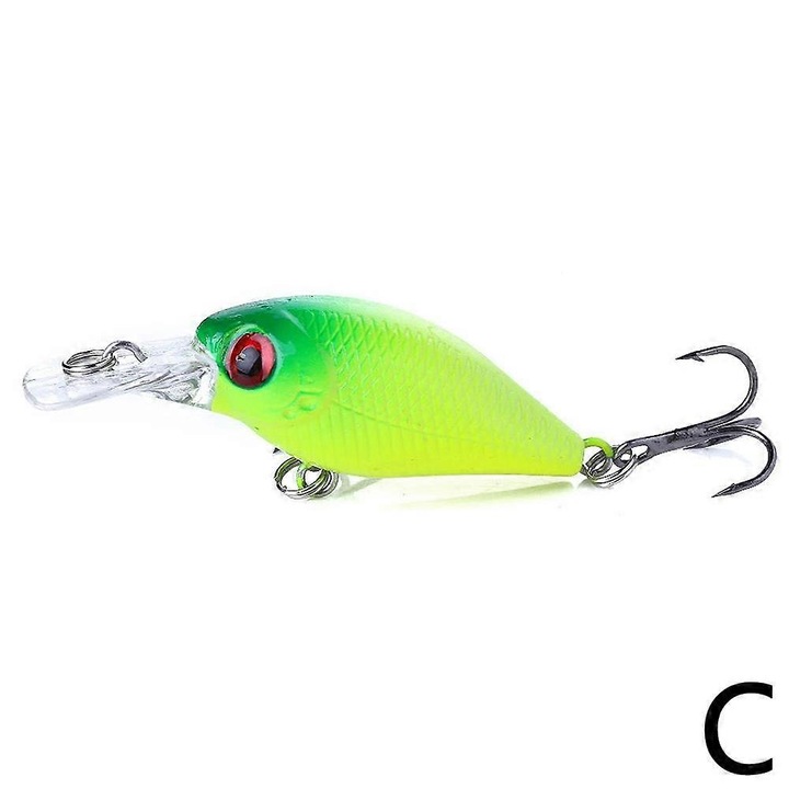 Vobler micro crankbait, műanyag műcsali wobble akcióval, hármas horgokkal, többszínű, 5 cm, 1 db