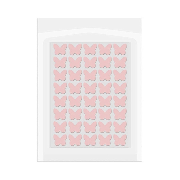 Plasturi pentru acnee/patch-uri cu acid salicilic, autoadezive, model fluture, roz, 1 foaie