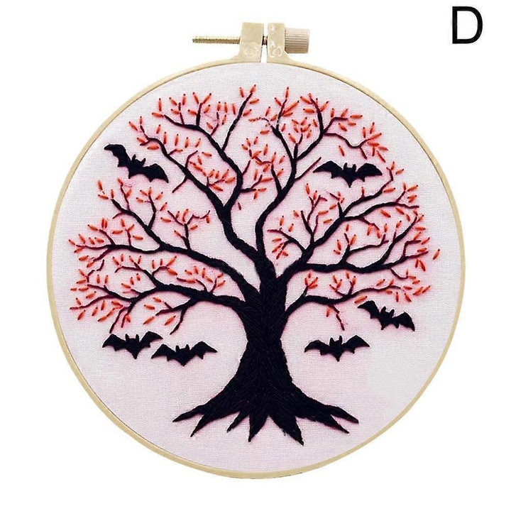 Kit broderie/set broderie Copac Fantoma Roz, din fetru, set complet cu cerc broderie 15 cm si accesorii, roz, 1 set