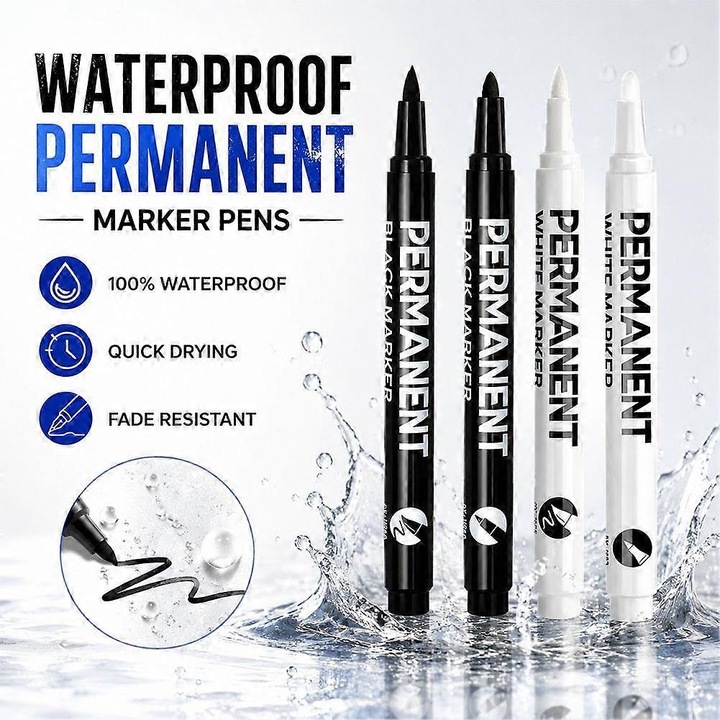 Marker permanent alb rezistent la apa vopsea pe baza de ulei 2mm
