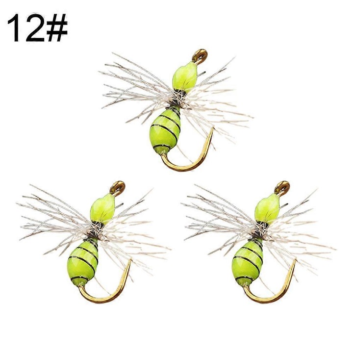 3 db műcsali szett, karbon horgok, 12#-es méret, természetes szín, 1.26cm
