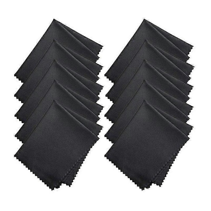 Laveta microfibra, servetel de curatare premium, ultra-moale, margini zimtate, ambalata individual, negru, 150x150 mm, 1 buc