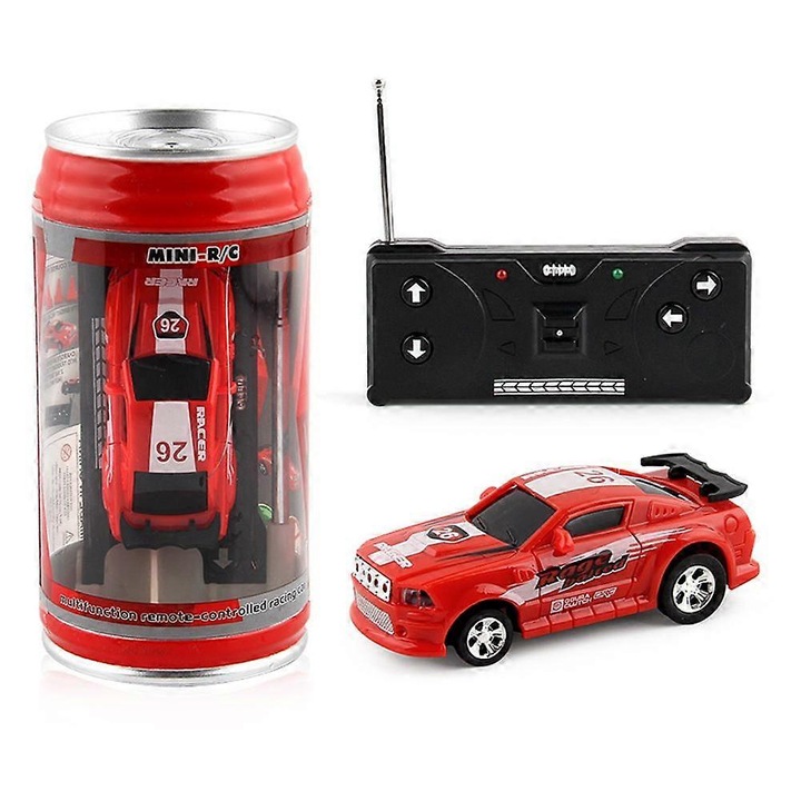 RC kisautó, 1:45, piros, 7x3x2.5cm, szett 4 akadállyal