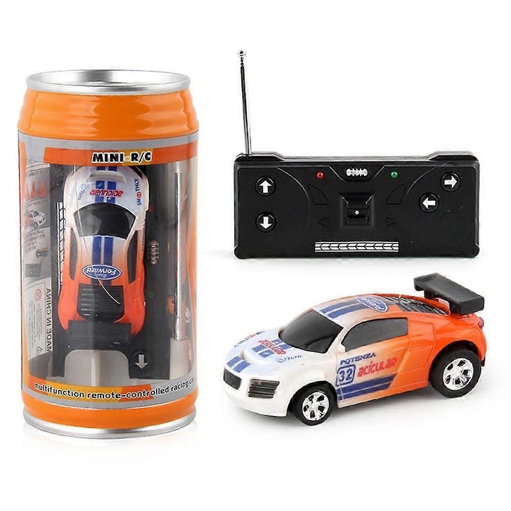 RC kisautó, 1:45, narancssárga, 7x3x2.5cm, szett 4 akadállyal