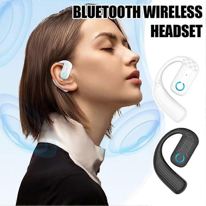 Vezeték nélküli Bluetooth 5.4 fejhallgató, forgatható, fekete-fehér, 6x4.5x1.3cm