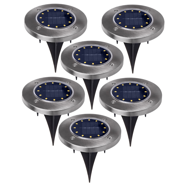 6 x LED-es napelemes lámpa, Maclean IP44, 12 SMD LED, 4000K, Ni-MH 600 mAh, 0,7W, MCE318